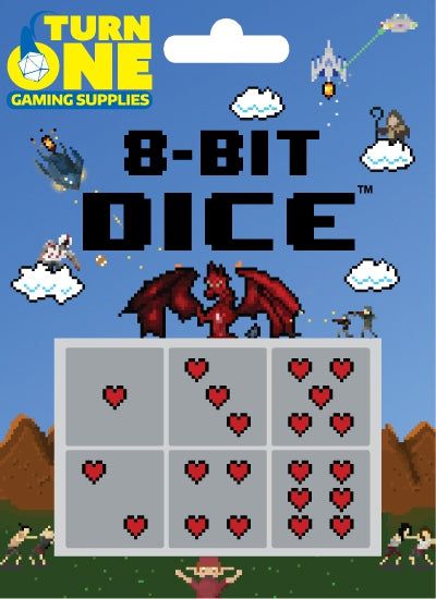 8-Bit D6 Dice: Hearts