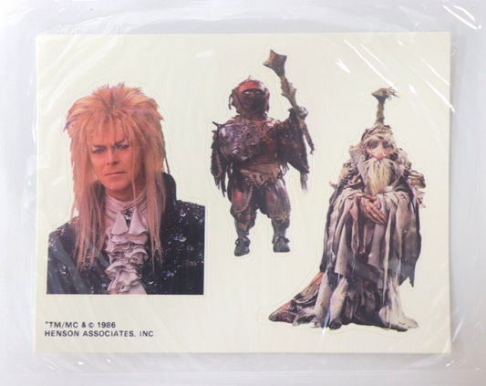 1986 Labyrinth Movie Film Stickers Henson Associates INC David Bowie